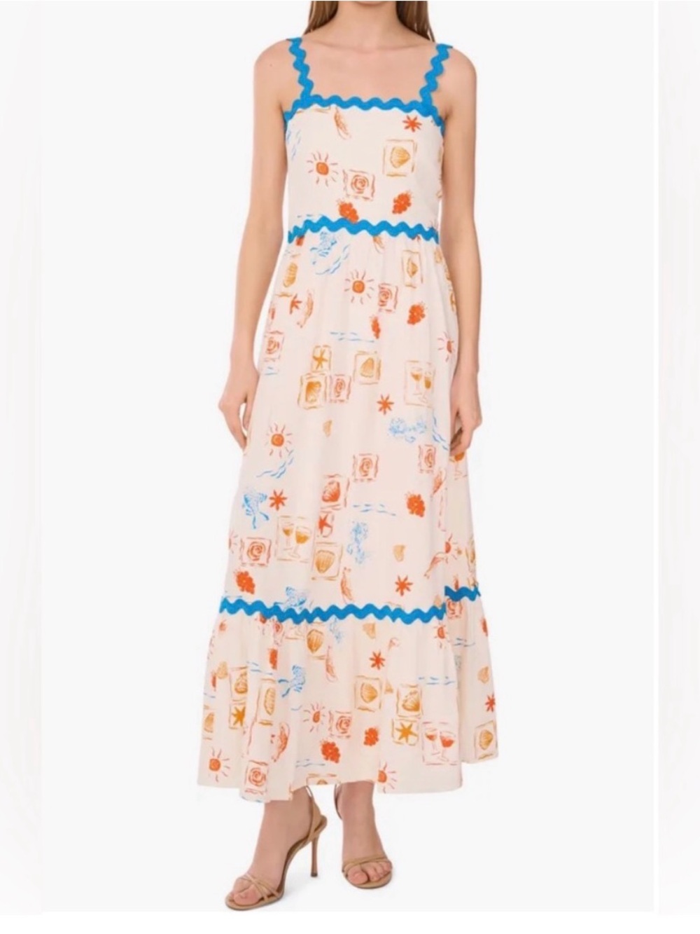 CeCe Seashore Linen Blend Smocked Maxi Sundress – Beach Resort Vacation Dress